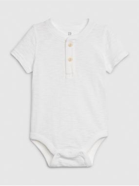 Baby body henley short sleeve bodysuit Biela