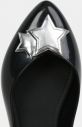 Čierne lesklé baleríny s detailmi v striebornej farbe Zaxy Chic galéria