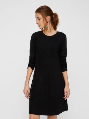 Čierne svetrové šaty s dlhým rukávom VERO MODA Nancy