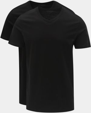 Balenie dvoch čiernych basic tričiek s véčkovým výstrihom Jack & Jones