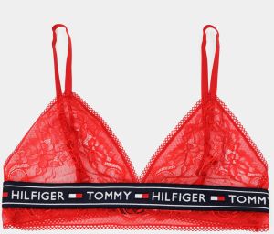 Tommy Hilfiger červená čipkovaná podprsenka Triangle Bralette