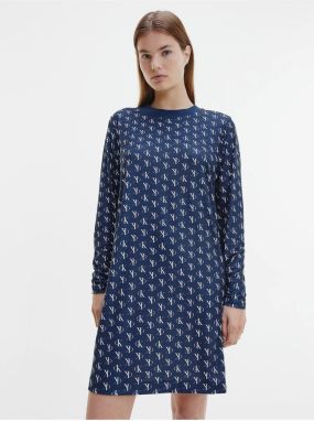 Tmavomodrá dámska vzorovaná nočná košeľa Calvin Klein