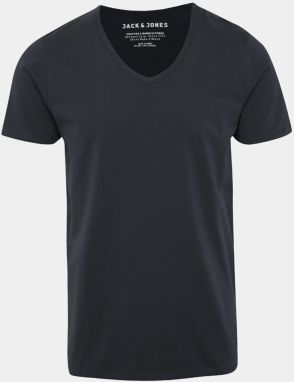 Tmavomodré basic tričko s véčkovým výstrihom Jack & Jones Basic