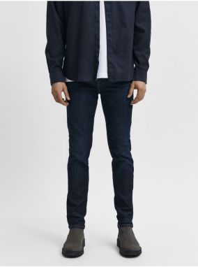 Tmavomodré pánske slim fit rifle Selected Homme Slim-Leon