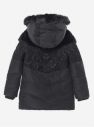 Čierna dievčenská vzorovaná zimná bunda s kapucou a umelým kožúškom Desigual Kids Exterior galéria