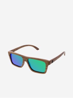 VeyRey Drevené slnečné okuliare hranaté Forest zelené sklá
