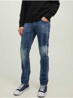 Tmavomodré slim fit rifle Jack & Jones Glenn