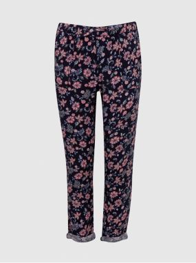 Ružovo-čierne dievčenské kvetované nohavice GAP galéria