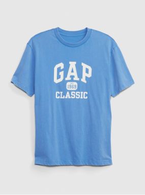 Modré pánske tričko logo GAP 1969 Classic organic