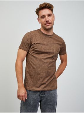 Hnedé pánske melírované basic tričko ZOOT.lab Rex