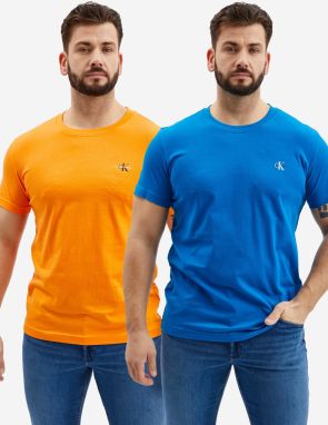Súprava dvoch pánskych tričiek v oranžovej a modrej farbe Calvin Klein Jeans