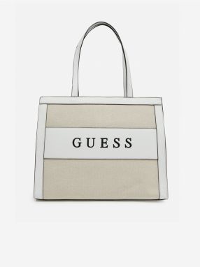 Bielo-béžová dámska kabelka Guess Monique Tote