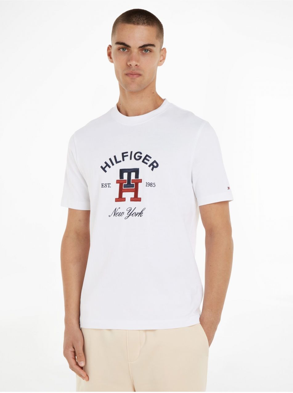 Biele pánske tričko Tommy Hilfiger Curved Monogram Tee