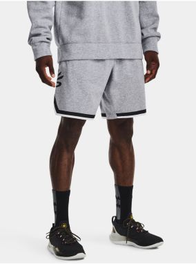 Svetlošedé pánske melírované športové teplákové šortky Under Armour Curry Fleece 9''