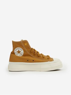 Horčicové dámske členkové tenisky na platforme Converse Chuck Taylor All Star Lift