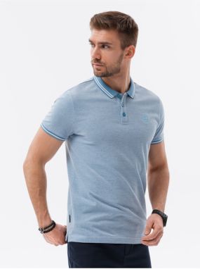 Svetlomodré pánske polo tričko Ombre Clothing