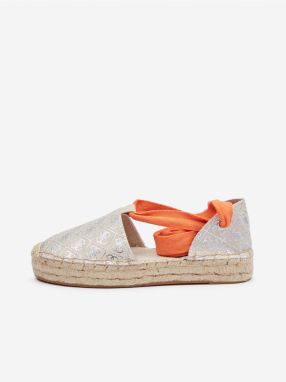 Oranžovo-strieborné dámske vzorované espadrilky na zaväzovanie Guess Jalene 3