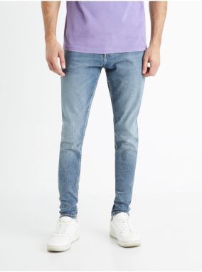 Svetlomodré pánske skinny fit džínsy Celio Foskinny1