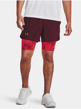 Vínové pánske športové kraťasy Under Armour Launch 5'' 2-IN-1