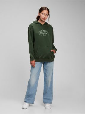 Zelená dievčenská mikina GAP teen Brooklyn oversized