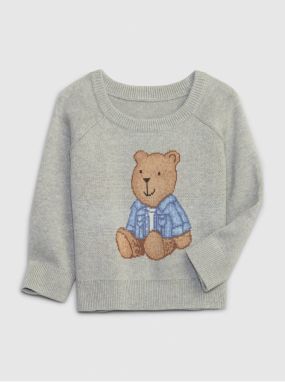 Šedý detský sveter s potlačou GAP Brannan Bear