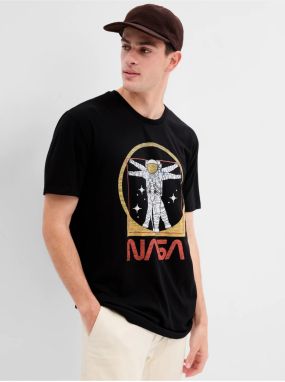 Čierne pánske tričko s potlačou GAP & NASA
