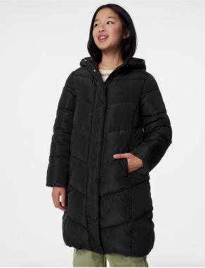 Čierny dievčenskú zimnú zateplený kabát Marks & Spencer