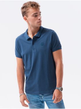 Tmavomodré pánske basic polo tričko Ombre Clothing