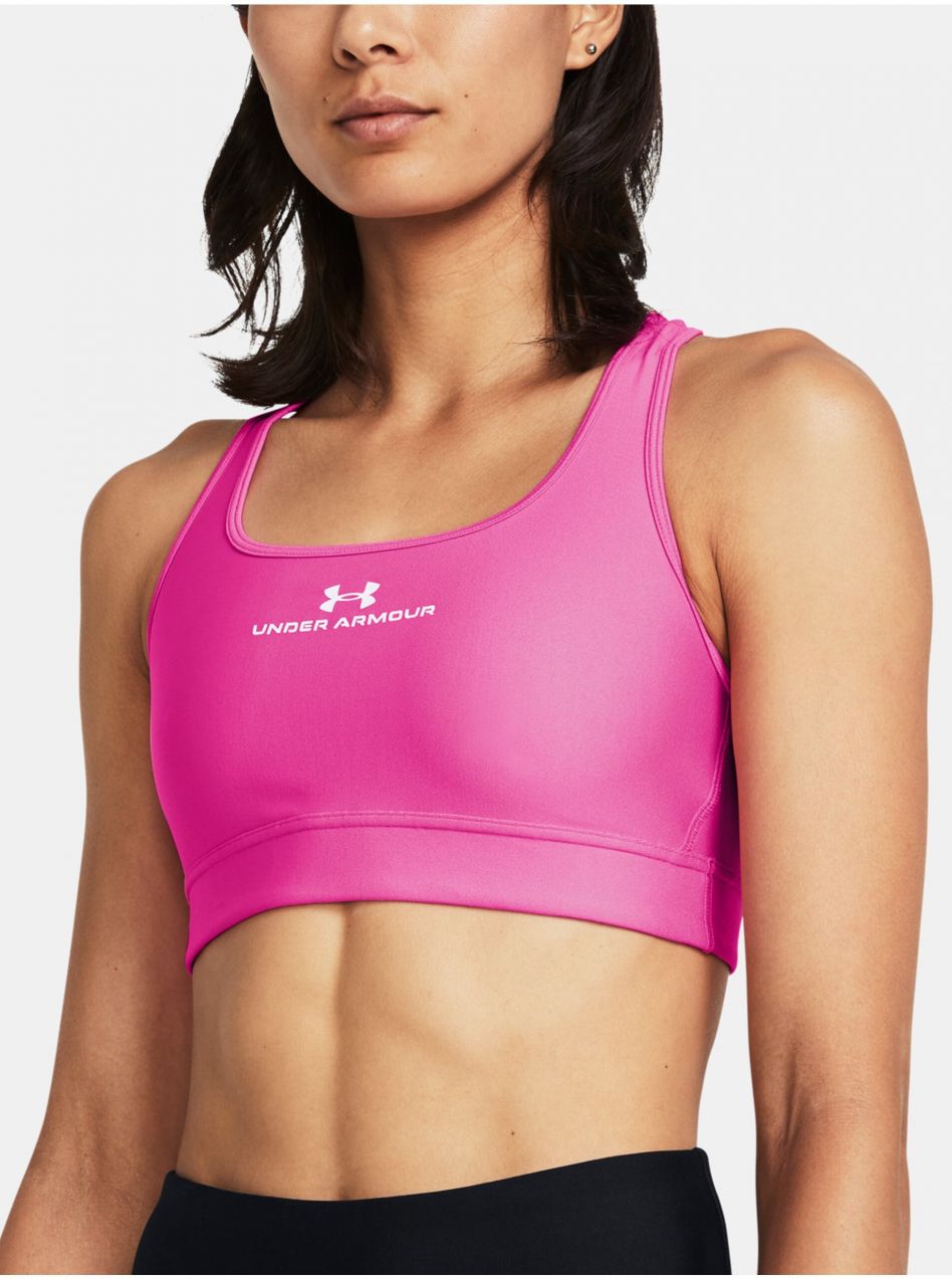 Ružová športová podprsenka Under Armour UA Mid Evolved Graphic