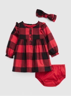Červené detské kockované šaty set GAP