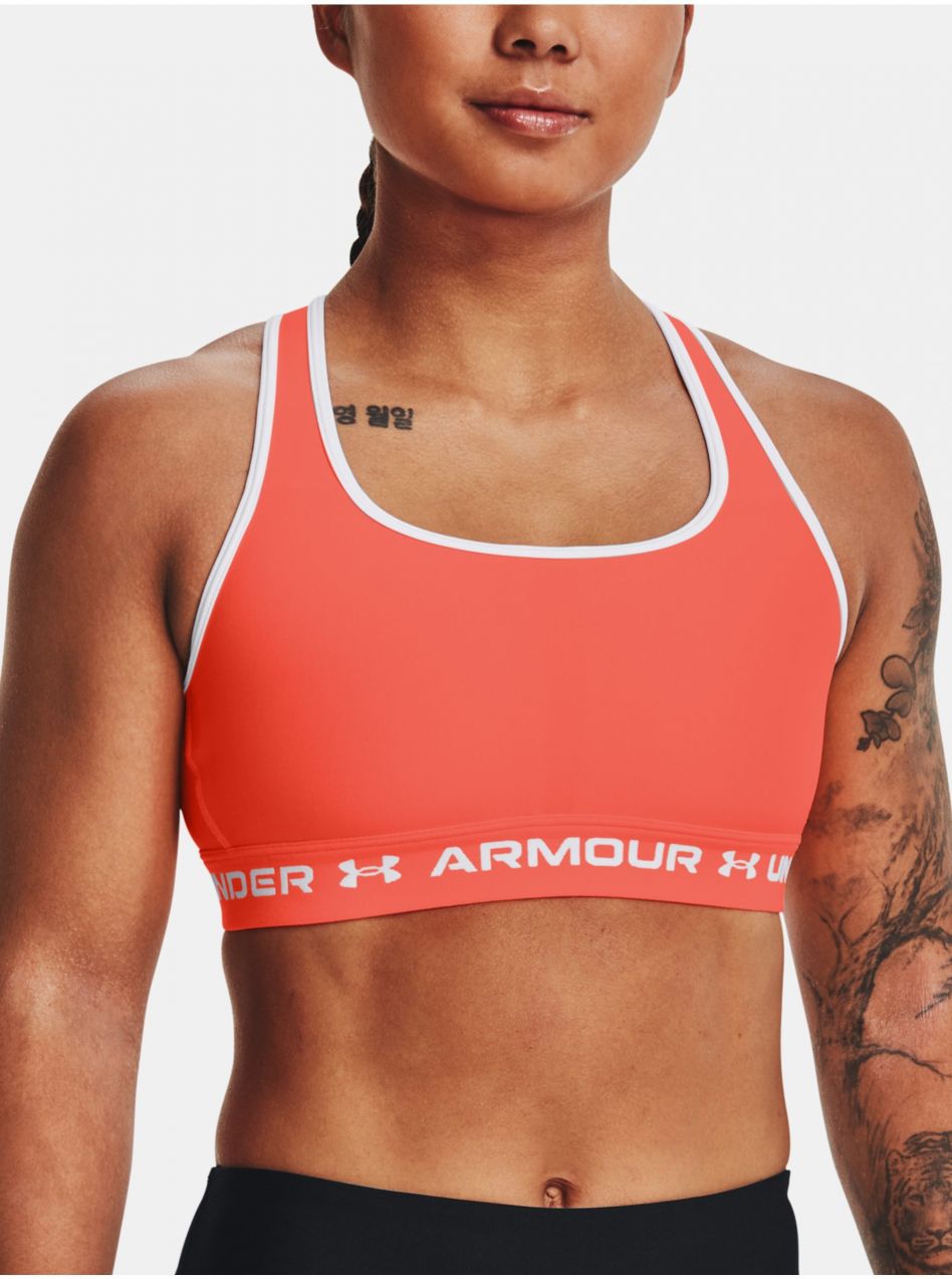 Oranžová športová podprsenka Under Armour UA Crossback Mid Bra