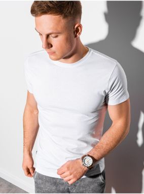 Biele pánske basic tričko Ombre Clothing  S1370 basic basic