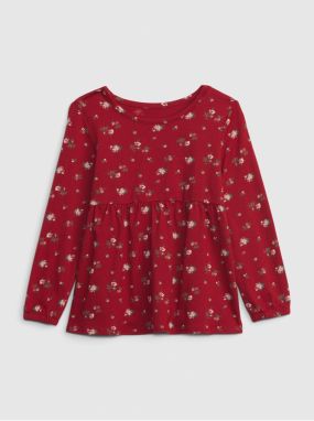 Červené dievčenské kvetované tričko GAP