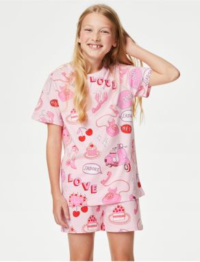 Ružové dievčenské vzorované pyžamo Marks & Spencer