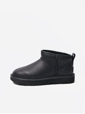 Čierne dámske nízke kožené čižmy UGG Classic Ultra Mini Boot