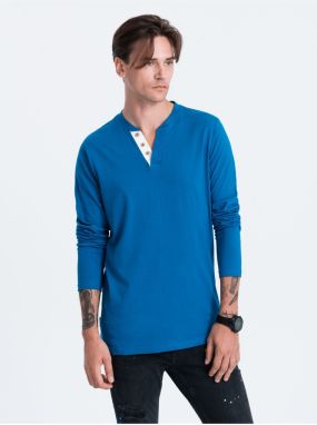 Modré pánske tričko s gombíkmi Ombre Clothing HENLEY