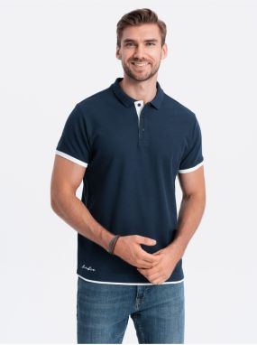 Tmavomodré pánske polo tričko Ombre Clothing