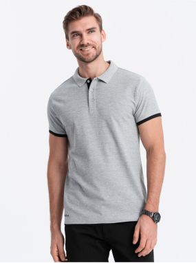 Šedé pánske polo tričko Ombre Clothing