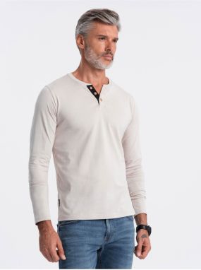 Svetlosivé pánske tričko s gombíkmi Ombre Clothing HENLEY