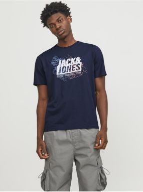 Tmavomodré pánske tričko Jack & Jones Map