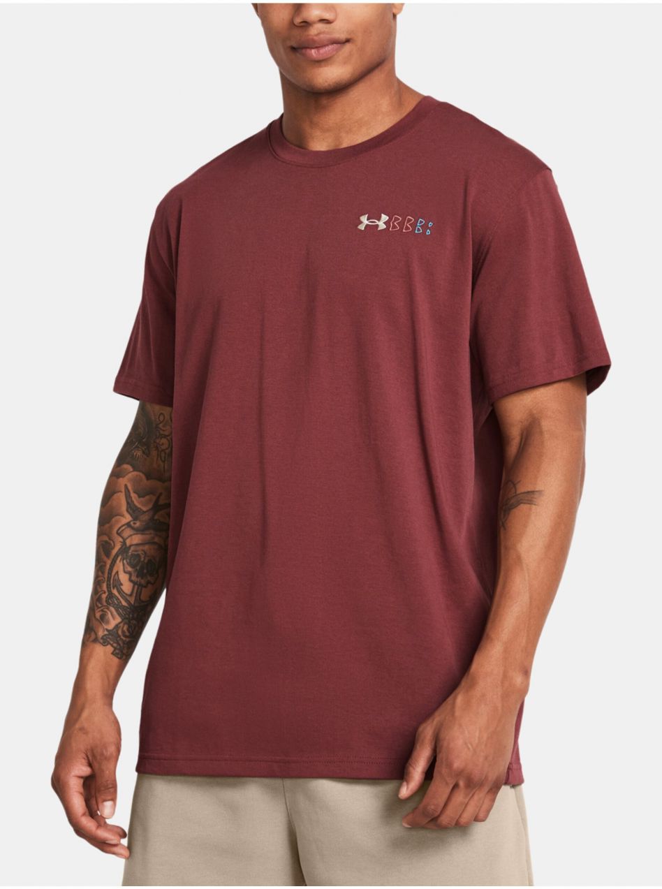 Vínové tričko Under Armour UA HW LC LOGO REPEAT SS