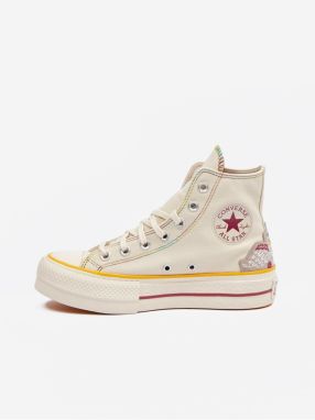 Krémové dámske členkové tenisky Converse Chuck Taylor All Star Lift Día de Muertos