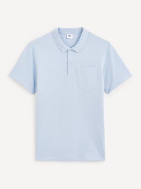 Svetlomodré pánske basic polo tričko Celio Gepoche