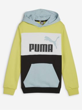 Čierno-zelená chlapčenská mikina s kapucňou Puma ESS Block Hoodie TR