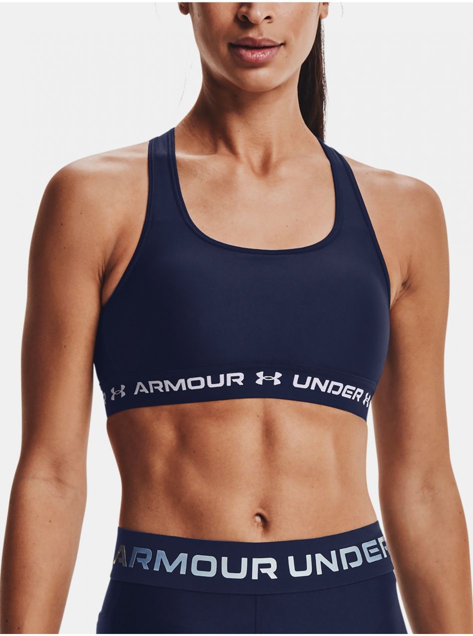 Tmavomodrá dámska športová podprsenka Under Armour UA Crossback Mid Bra