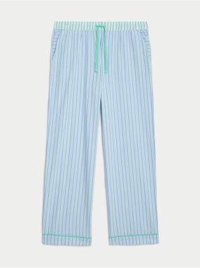 Svetlomodré dámske pruhované pyžamové nohavice Marks & Spencer
