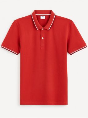 Červené pánske basic polo tričko Celio Decolrayeb