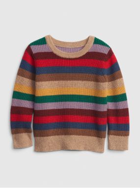 Béžový farebný pruhovaný chlapčenský sveter GAP