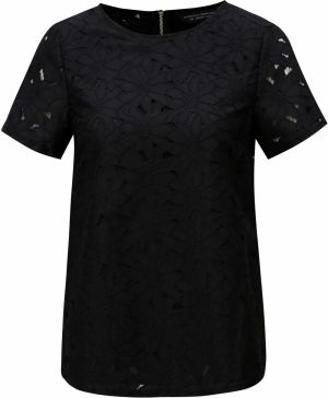 Čierne čipkované tričko s krátkym rukávom Dorothy Perkins