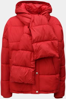 Červená zimná bunda s odopínateľným šálom VERO MODA